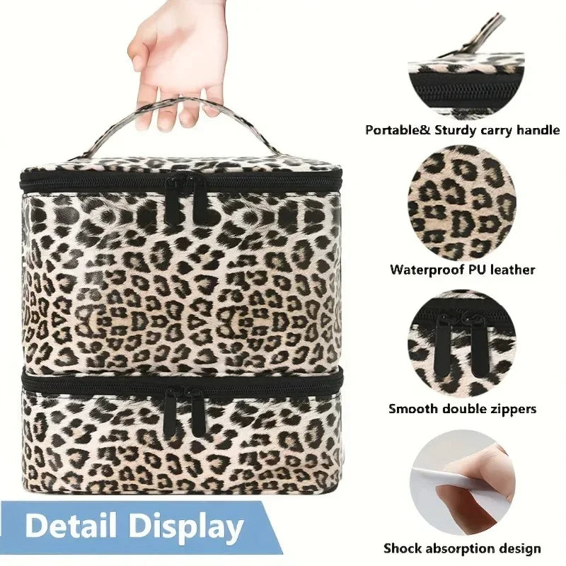 Essential Oil Bag Portable Nail Polish Storage Bag Makeup Cases Organizer Cosmetic Handbag with Handle 1/2 Layers for Travel