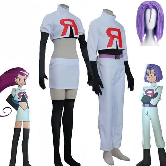 Anime Halloween Japan South Korea Cosplay Costume for Adult Team Rocket Jessie Musashi James Kojirou Halloween Cosplay Costume Full Set Costume