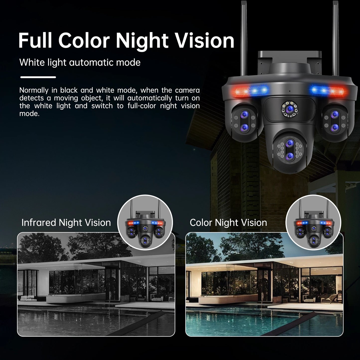 NEW Arrivals AI Functions 35MP Wi-Fi IP Camera 4 Screens 7 Lens 10X Zoom Outdoor Wireless PTZ Security Cam Auto Tracking CCTV Surveillance Camera Home Office Factory Security Systems