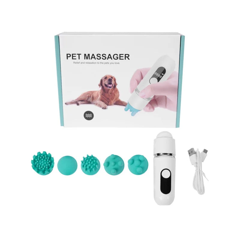 Dogs Cats USB Rechargeable Head-Full Body Replaceable Relaxing Pet Grooming Tool Pet Massage