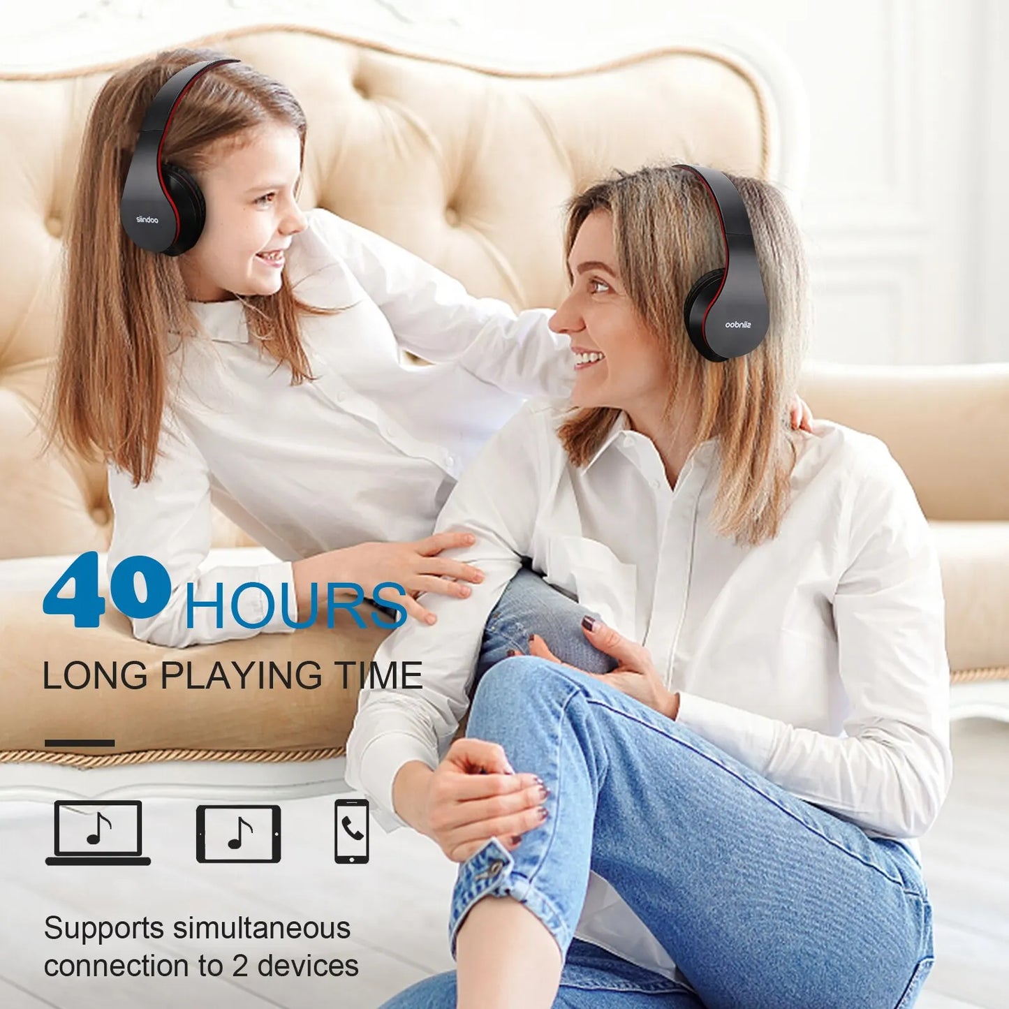 Wireless Headphone Foldable Stereo BT5.1 Earphones Music Headset FM and Support SD Card with Mic for Mobile PC TV