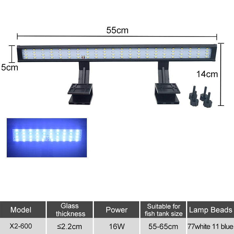 Aquarium LED Fish Tank Light Super Slim Plants Grow Clip Lights Lamp Aquatic Aquarium Lamps Lighting 220V 5W/7W/9W/12W/16W Home Office Hotels Restaurants Decoration Supplies