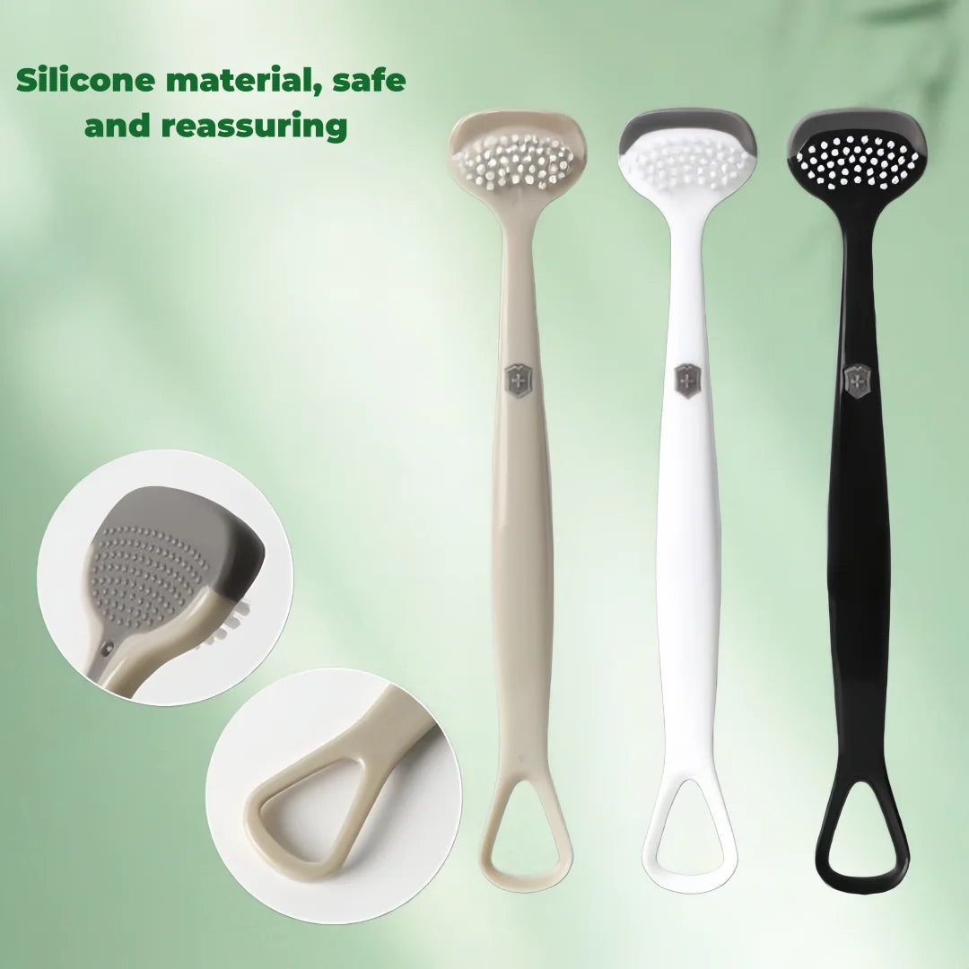 3 PCS Set Multifunctional Silicone Tongue Coating Cleaner Oral Cleaning Home Outdoor Travel Tongue Brush Reusable Three-Effect Tongue Scraper Oral Cleaning Hygiene Safe Soft Reassuring Tool
