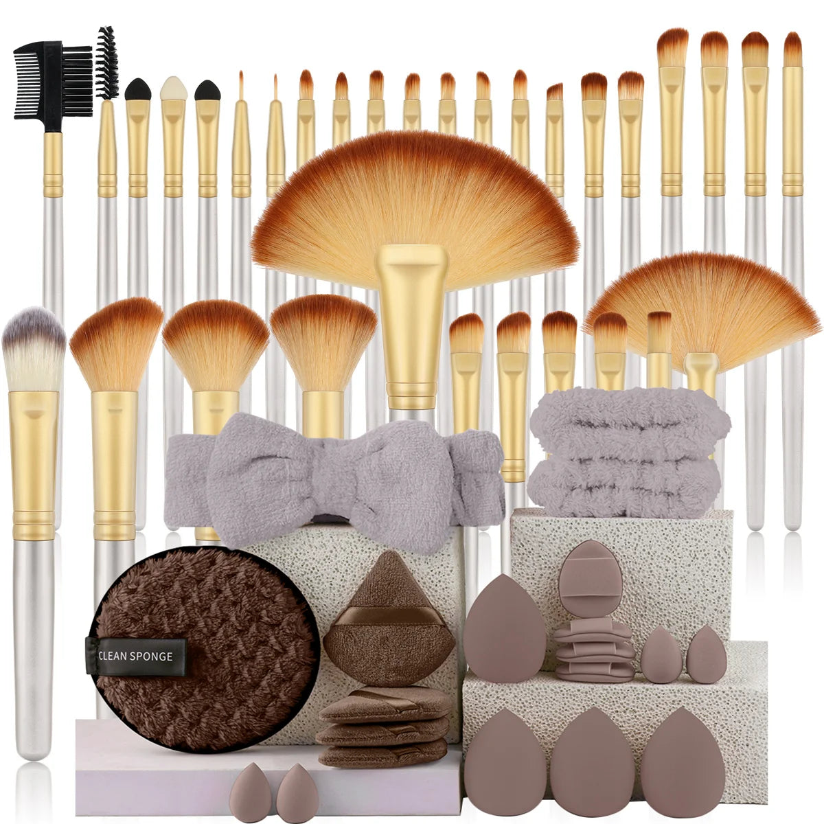 32 PCS Set 27 Colors  Professional Makeup Brush Set Cosmetic Tools for Powder Eye Shadow Foundation Blush Blending Beauty Makeup Brush Kit for Makeup Starters Women Cosmetic Tool Sets