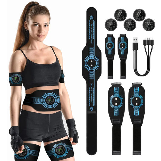 EMS Muscle Stimulator Abdominal Toning Belt ABS Muscle Toner Home Gym Fitness Training Body Slim Belly Waist Arm Leg Lose Weight