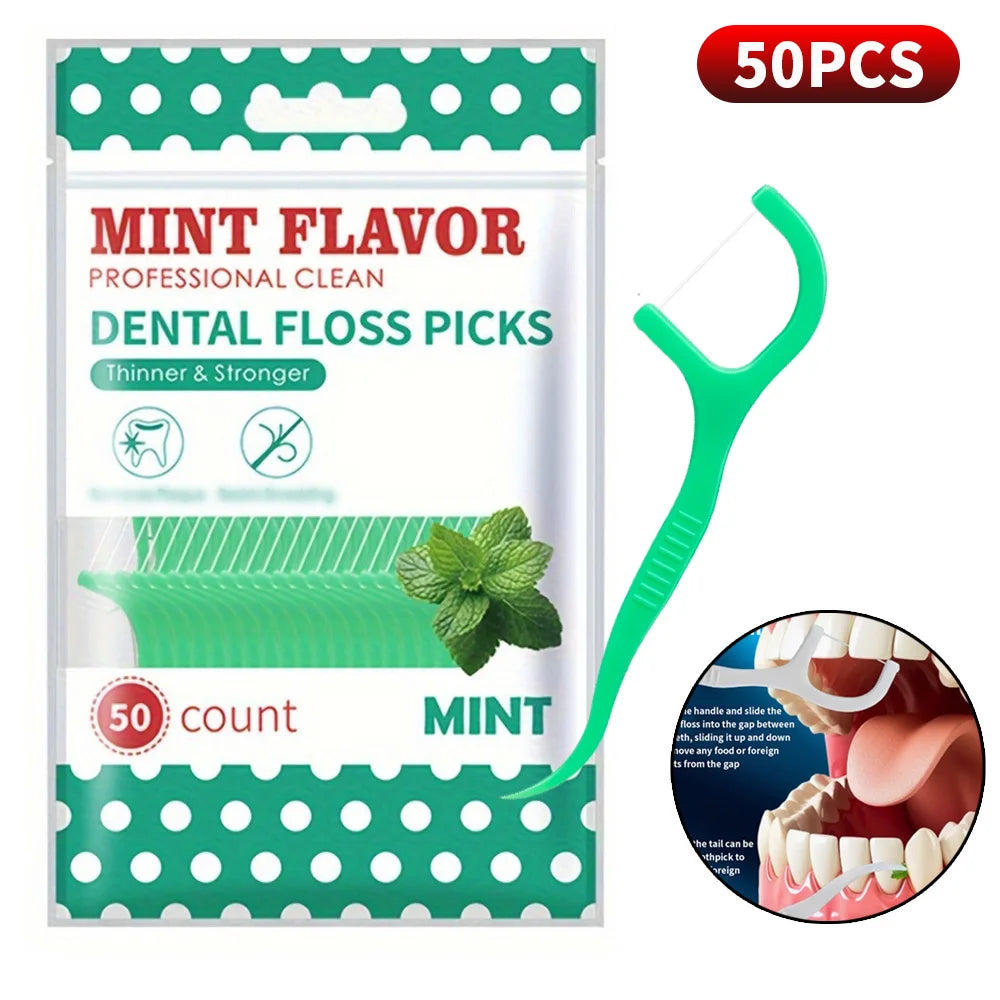 NEW Arrivals 750 PCS Set Mint Dental Floss Stick Travel Business Dinner Household Portable Disposable Care Dental Floss Stick - Oral Care - Deep Cleaning Fresh Breath Dental Accessories Hygiene Care Supplies