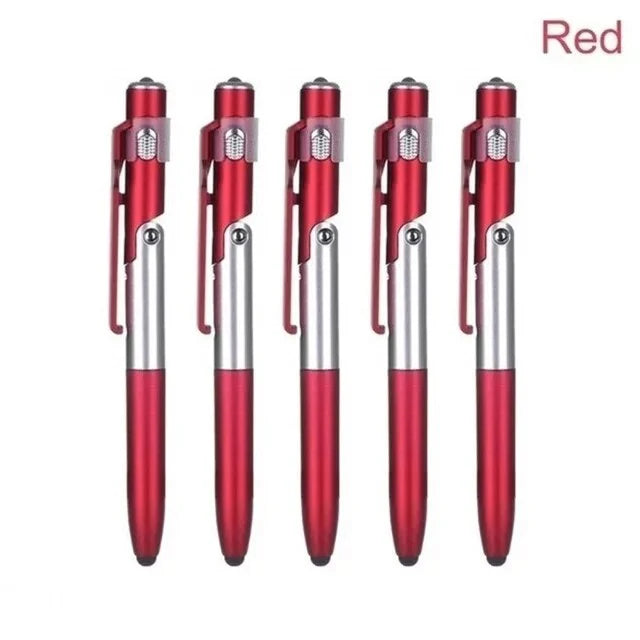 NEW Arrivals 5 PCS Set 5 In 1 Multi-Function Ballpoint Pen With LED Light Fold Phone Holder Night Read Writing Pencil Office Student Stationery Tools