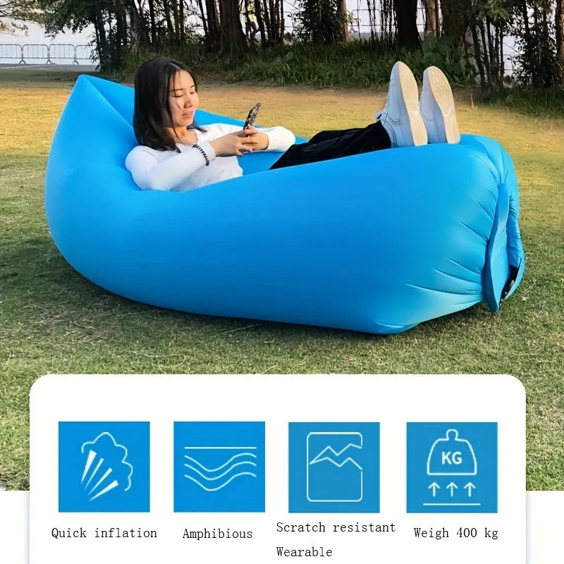 Inflatable Lounger Air Sofa Chair Camping & Beach Accessories Portable Water Proof Couch for Hiking Picnics Outdoor & Backyard