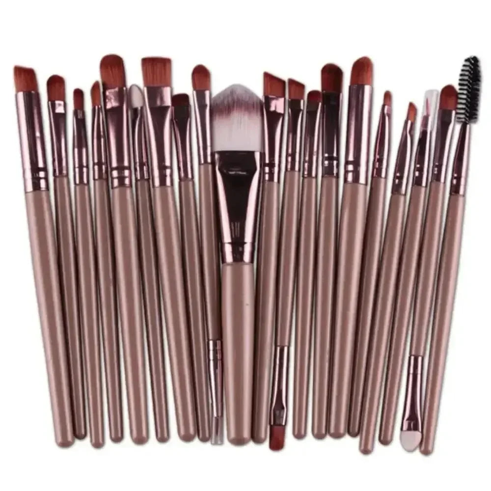 NEW Arrivals 20 PCS 6 Colors Set Make-Up Brushes Set Professional Plastic Handle Soft Synthetic Hair Powder Foundation Eyeshadow Make Up Brushes Women Cosmetics Accessories Beauty Salon Spa Supplies