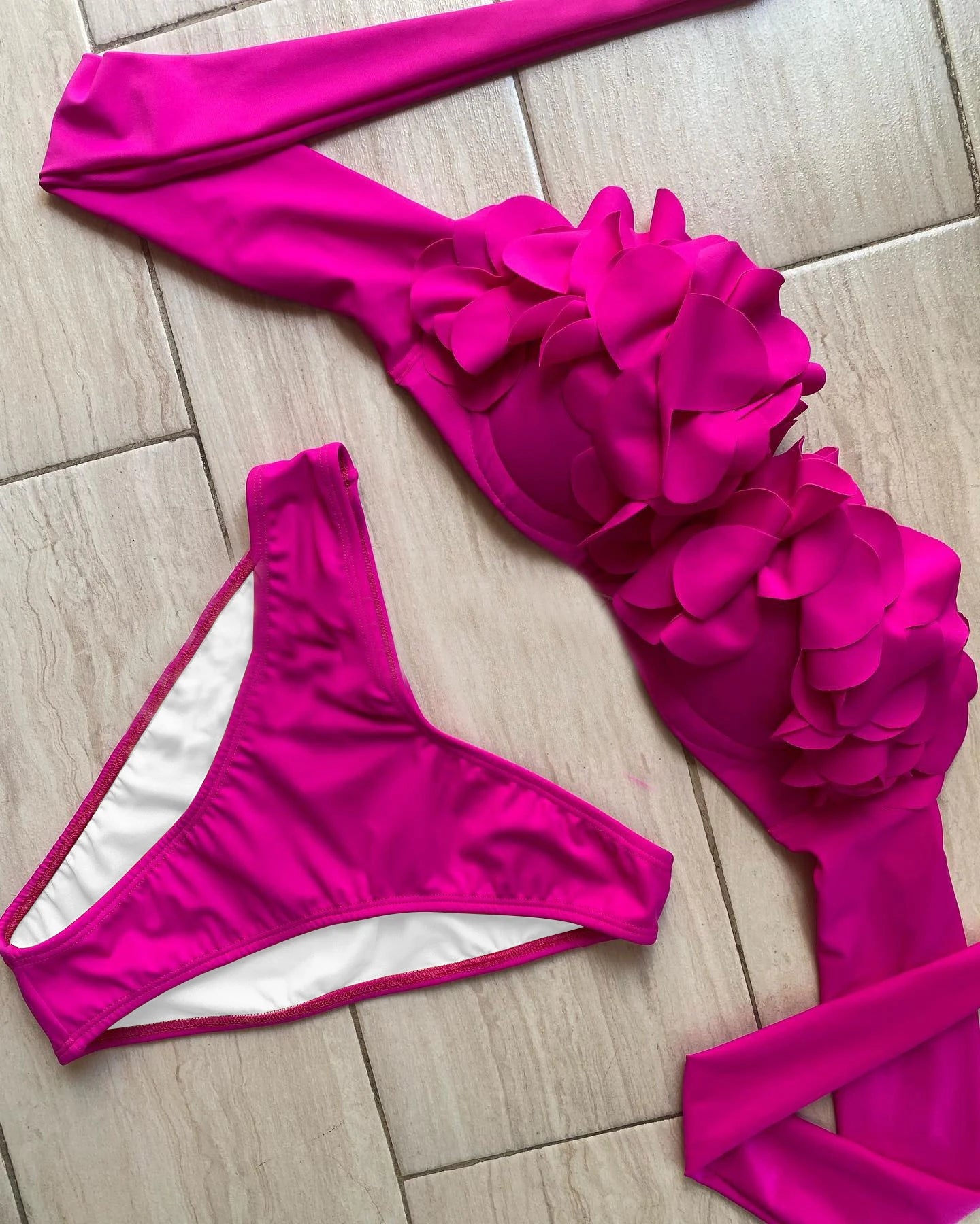 NEW Summer Sexy Petal Push Up Backless Bikini Set Women Fashion Flower Ruffles Bikini Lady Solid Beachwear Bathing Suit Girls Ladies Beach Wear
