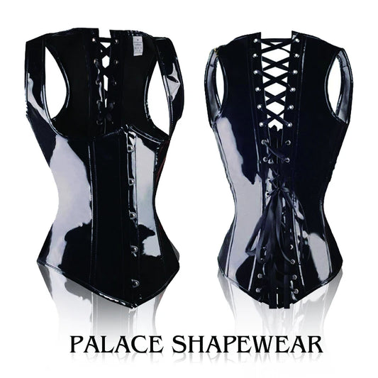 NEW Luxury Leather Black PVC Steampunk Corset Basque Bustier Women  Sexy Leather PVC Waist Trainer Body Shaper Corsets Underwear Fashion Supplies  Ladies Female Luxury Sexy Lingerie Fashion Clothing Products