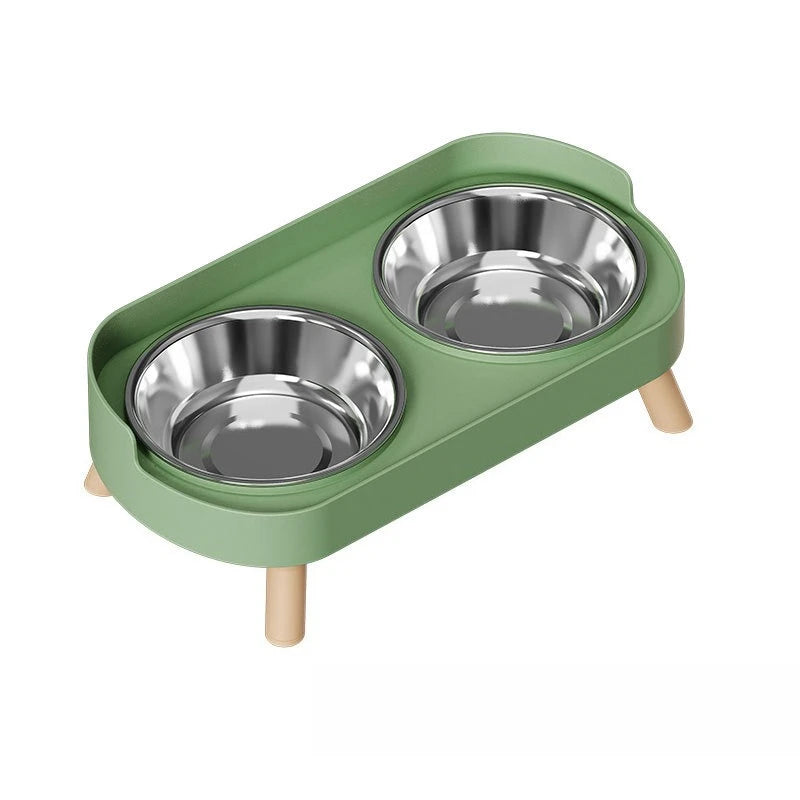NEW Arrivals 4 Colors Cat Bowl Stainless Steel Double Bowl Anti Knock Pet Bowl Water and Food Integrated Cat and Dog Bowl Protects Cervical Spine