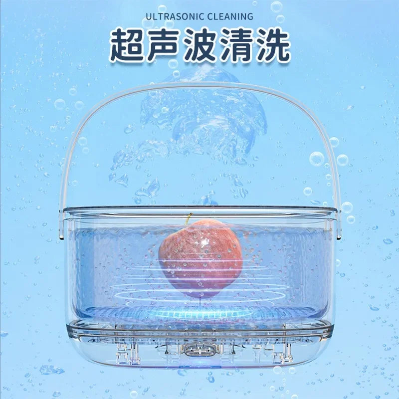 Ultrasonic Vegetable Washing Disinfection Sterilizing Machine Household Food Remove Pesticide Residues Washer Kitchen Fruit Dirt Cleaning Purifier Basket Korean Household Appliances