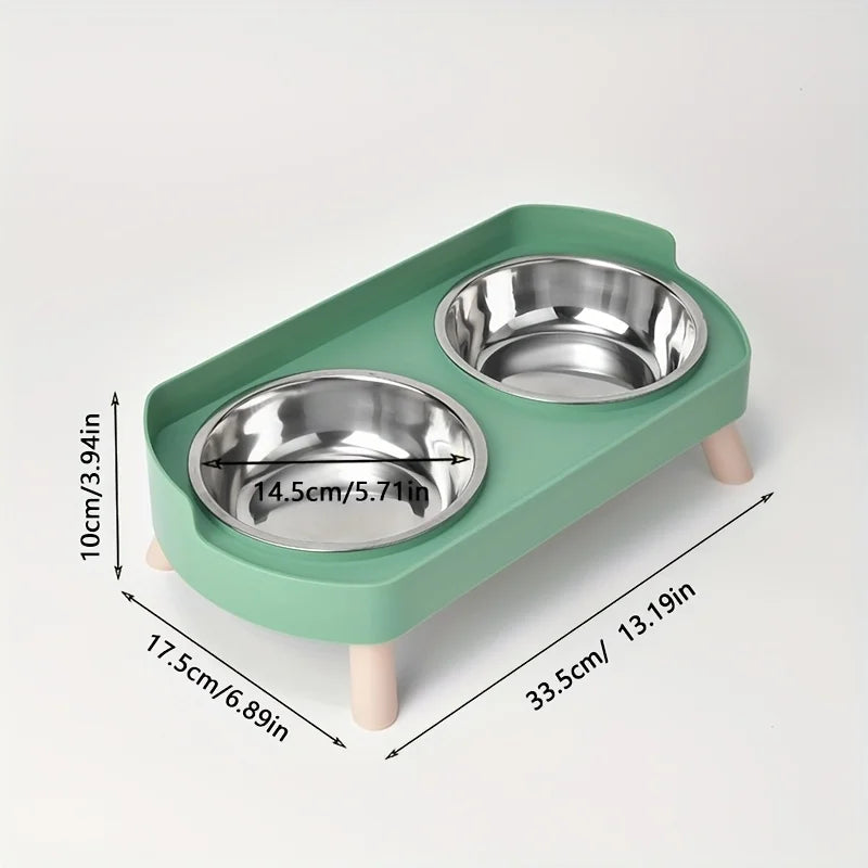 NEW Arrivals 4 Colors Cat Bowl Stainless Steel Double Bowl Anti Knock Pet Bowl Water and Food Integrated Cat and Dog Bowl Protects Cervical Spine