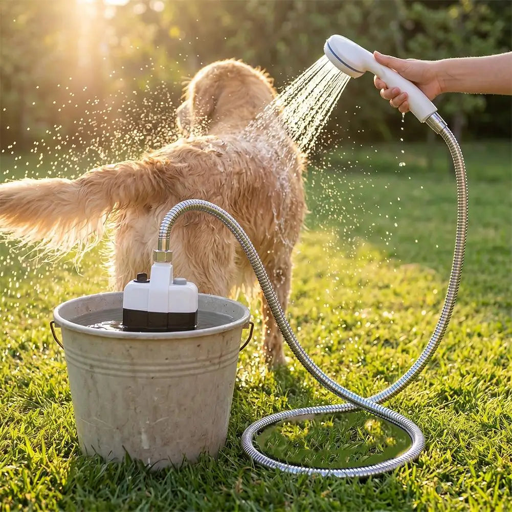 1/2 Sets Portable Electric Shower Pump Set USB Rechargeable Handheld Sprayer Water Shower Kit For Camping RV Pet Bath Outdoor Travel Beach Use