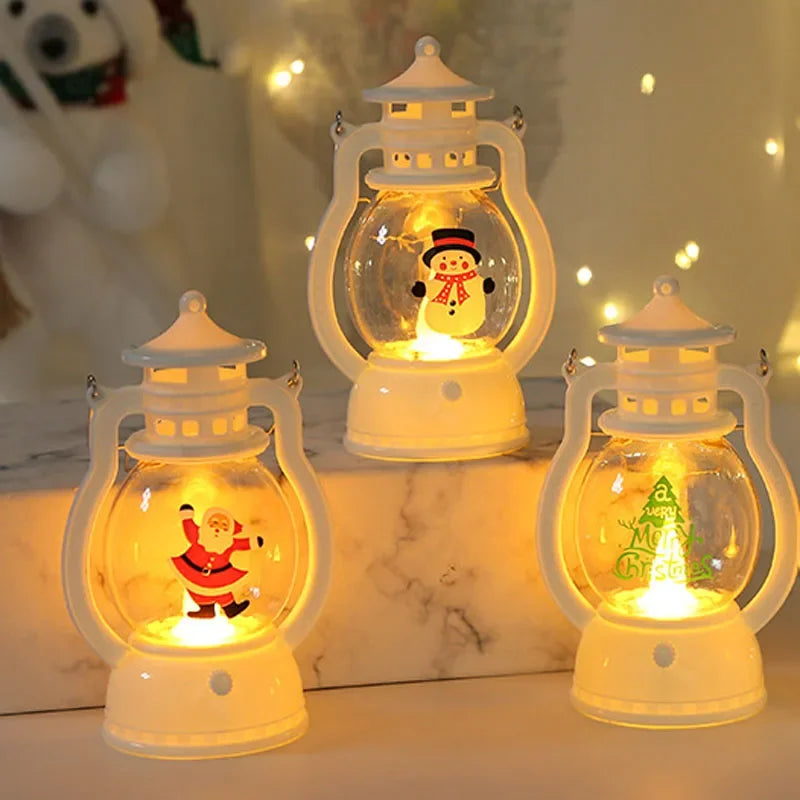 Portable LED Christmas Santa Claus Snowman Lanterns Indoor Decor Lights Battery Powered for Home Xmas New Year Navidad Ornaments