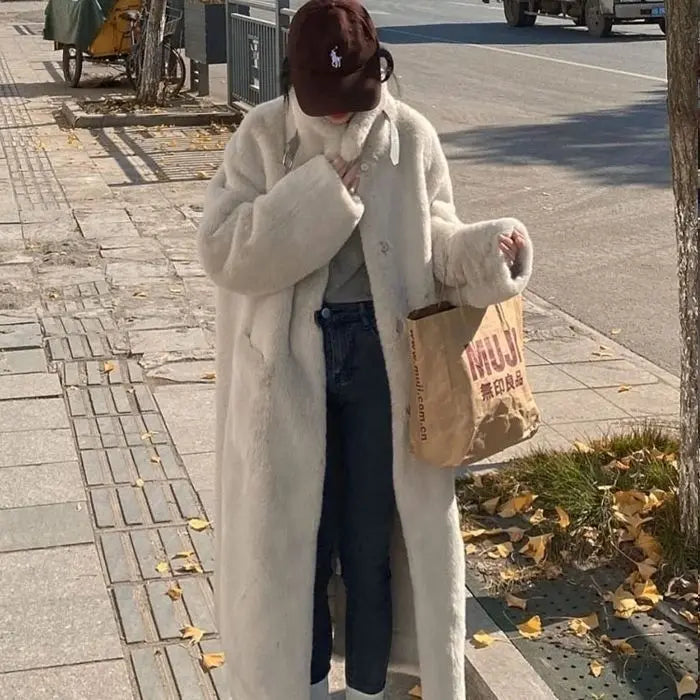 Low-Price Sales are Limited NEW Women's Medium to Long Fur Coat Loose Slimming Thickened Fur Environmentally Friendly Mink Fur Button Mink Coat Trendy Ladies Girls Luxury Fashion Clothing Supplies