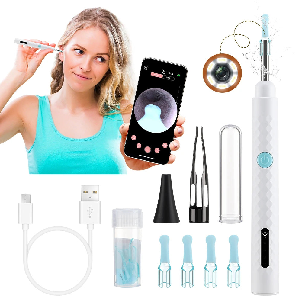 NEW Set Smart Visual Ear Camera Set HD 1080P with Wi-Fi Ear Pick Endoscope Otoscope Ear Cleaner with Tweezers Ear Wax Removal Tool Ear Spoon Case Hygiene Accessories Personal Care Supplies