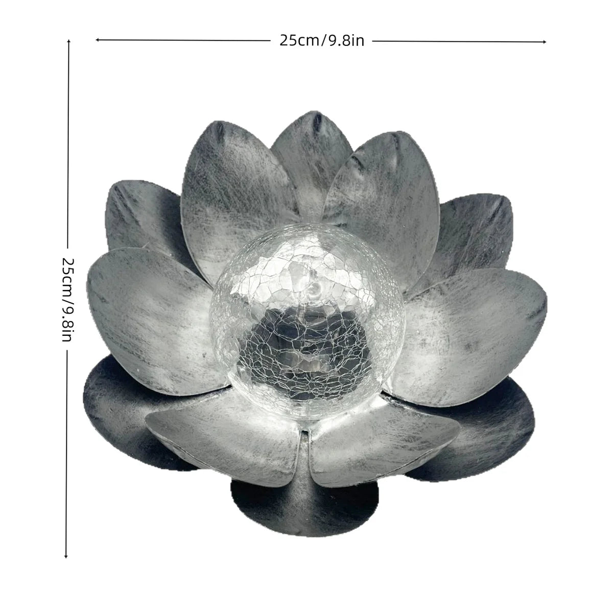For Garden Lovers Solar Lotus Garden Light Weatherproof Outdoor Decorative Lighting Lotus with Crackle Glass Ball Solar Pathway Lawn Garden Patio Lights Lotus Home Villa Gardening Decor