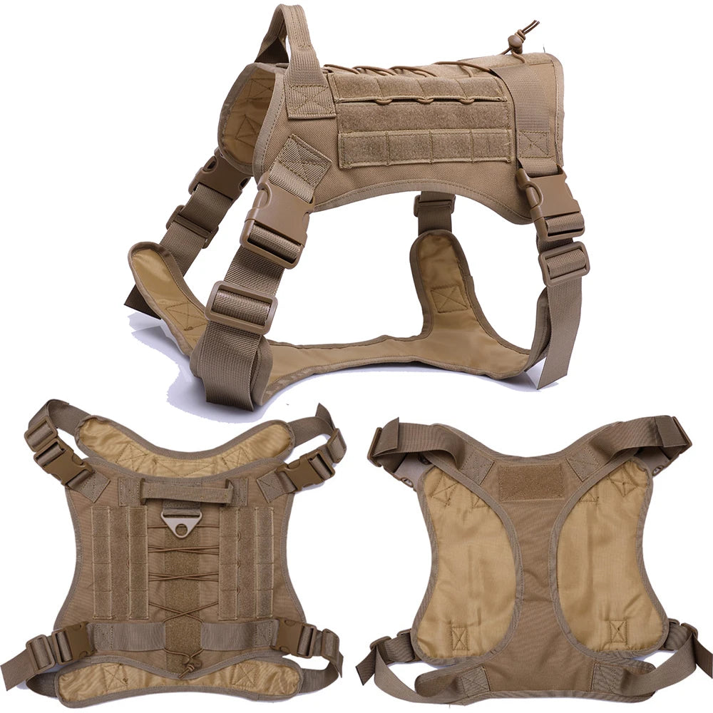 Tactical Dog Harness Military Training K9 Padded Quick Release Vest Pet Training Dog Harness For Set Small Medium Large Dogs