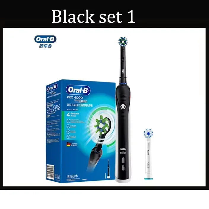 Original Oral B Pro 4000 Full Set Ultrasonic Toothbrush 3D Action Visible Pressure Monitor Electromagnetic Induction Charging Electric Toothbrush USA Origin