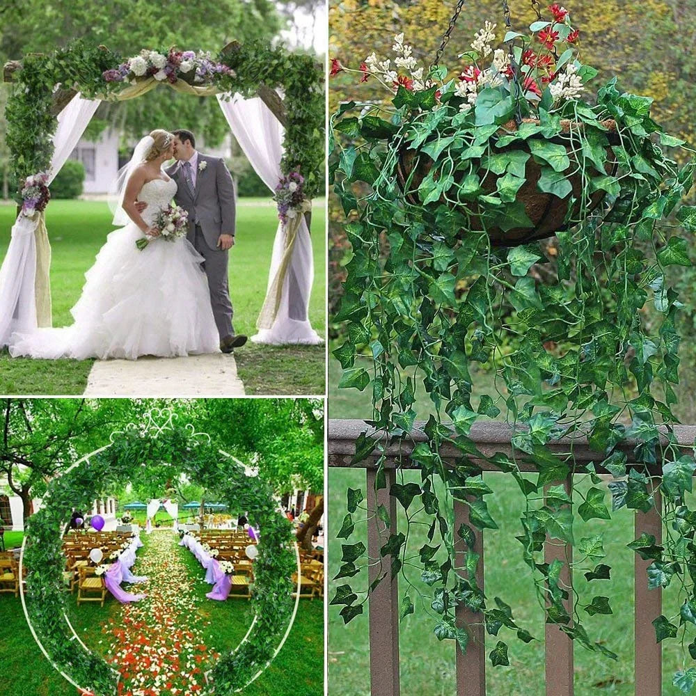12-36 PCS Set Artificial Plants Ivy Leaf Garland Silk Green Leaves Fake Foliage Creeper Vine for Garden Balcony Home Decoration Fake Flowers
