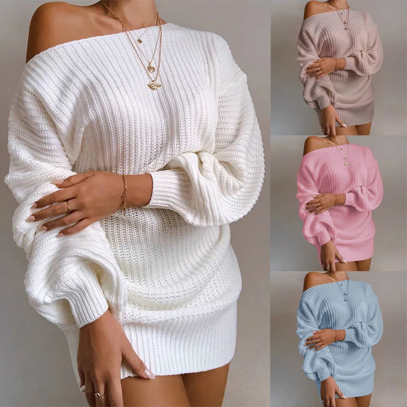 8 Colors S-3XL UK Plus Size Sweaters Women New Fashion Autumn Winter Spring Europe Casual Off-Shoulder Lantern Sleeve Sweater Women's Clothing HHX20247