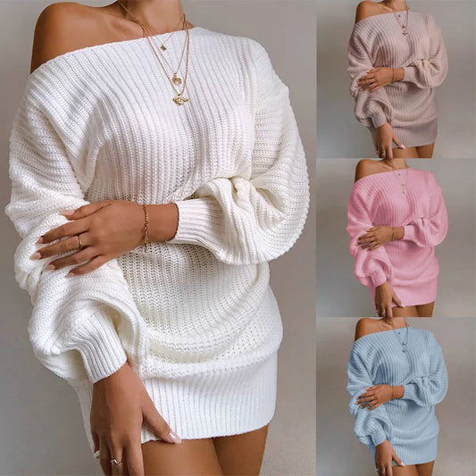 8 Colors S-3XL UK Plus Size Sweaters Women New Fashion Autumn Winter Spring Europe Casual Off-Shoulder Lantern Sleeve Sweater Women's Clothing HHX20247