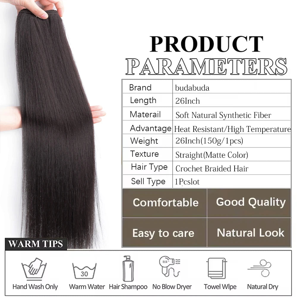 NEW Arrivals 12 Colors 150g Synthetic Hair Extensions Straight Hair Bundles Crochet Braids Hair 26Inch High Temperature Fiber Long Straight Hair Bundle Women Hair Care Accessories Cosmetic Supplies