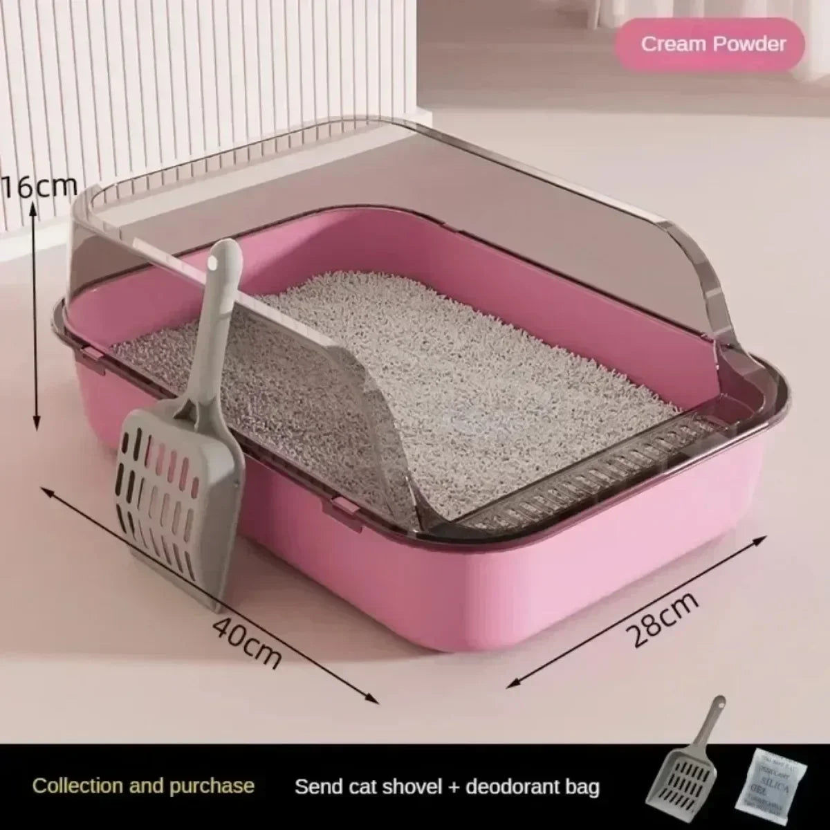 Open Cat Litter Box Thickening Kitty Sandbox Semi-Enclosed High Side Splash Proof Pet Bedpans with Litter Scoop Cat Supplies