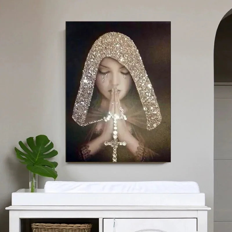 Holly Mary 5D Diamond Paintings Religious Beauties Full Diamond Art Embroidery Living Room Office Home Decor Diy Diamond Cross Stitch Kits