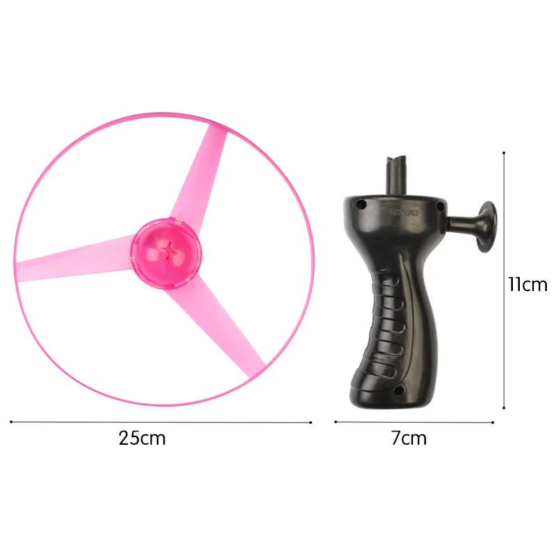Children Kids Luminous Flying Disc Propeller Toys LED Lighting Pull String Flying UFO Toy Spinning Top Outdoor Game Sports Toy Gift