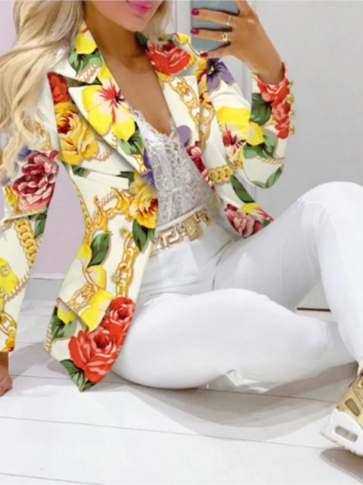 NEW Arrivals 2PCS Set 12 Patterns/Colors Autumn Winter Luxury Italian Suit Long Sleeve Blazer Women's Suit Fashion Color Matching Slim Elegant Female Office Lady Night Business Suit Ladies Luxury Fashion Clothing Supplies