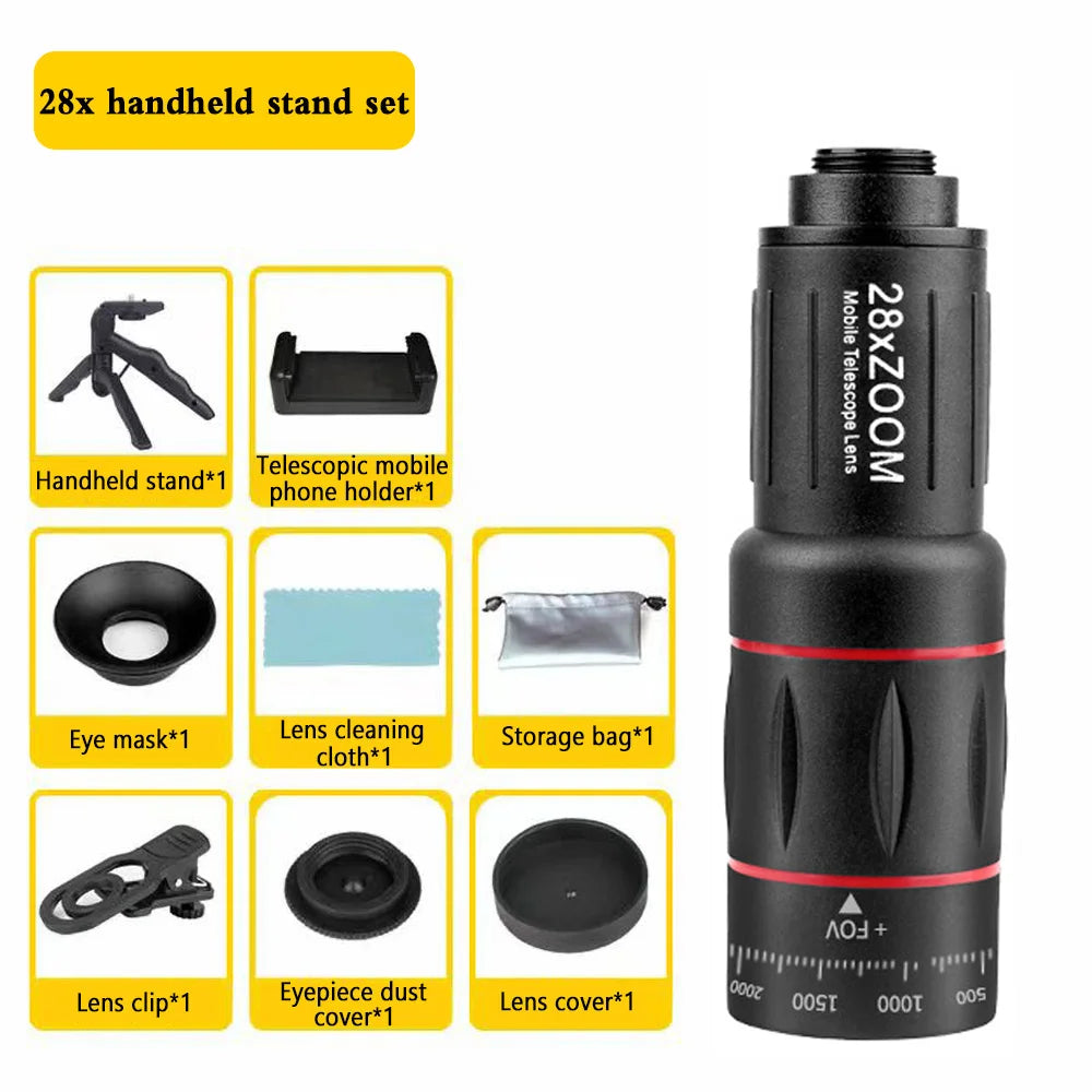 NEW  18X28 Times Set Single Barrel Telephoto Lens External Camera, Suitable For Mobile Phones, Telescopes, Concert Shooting