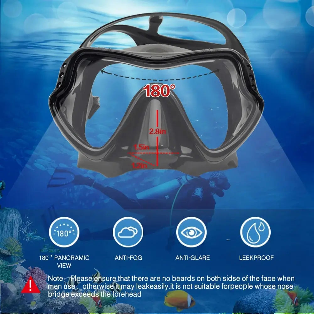 Diving Mirror Breathing Tube Set for Men and Women New Adult Large Frame Silicone Face Mirror Swimming Submarine Mask