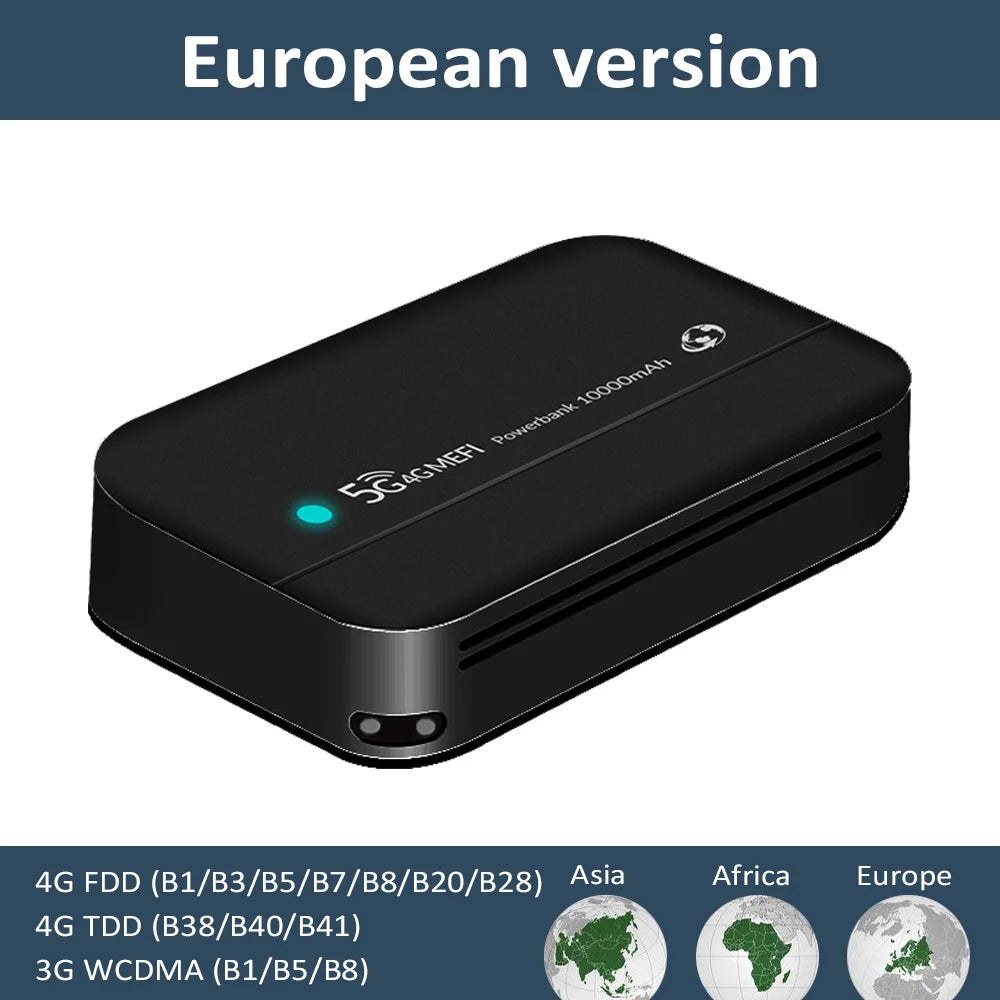 5G Modem WI-FI Sim Card Unlocked 4G LTE Wireless OEM WI-FI 6 Router 10000mAh Outdoor Travel Camping Beach Signal Booster Strong Fast Network Internet Connection Access Mini Pocket 10 User Router