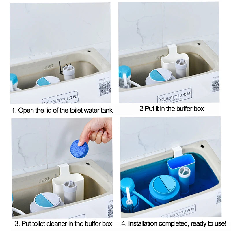 Toilet Solid Dispenser-Tank Replacement Part, Toilet Bowl Cleaner Buffer Box, Hanging Slow-Release Dispenser, Extends Cleaning Time Home Bathroom Accessories