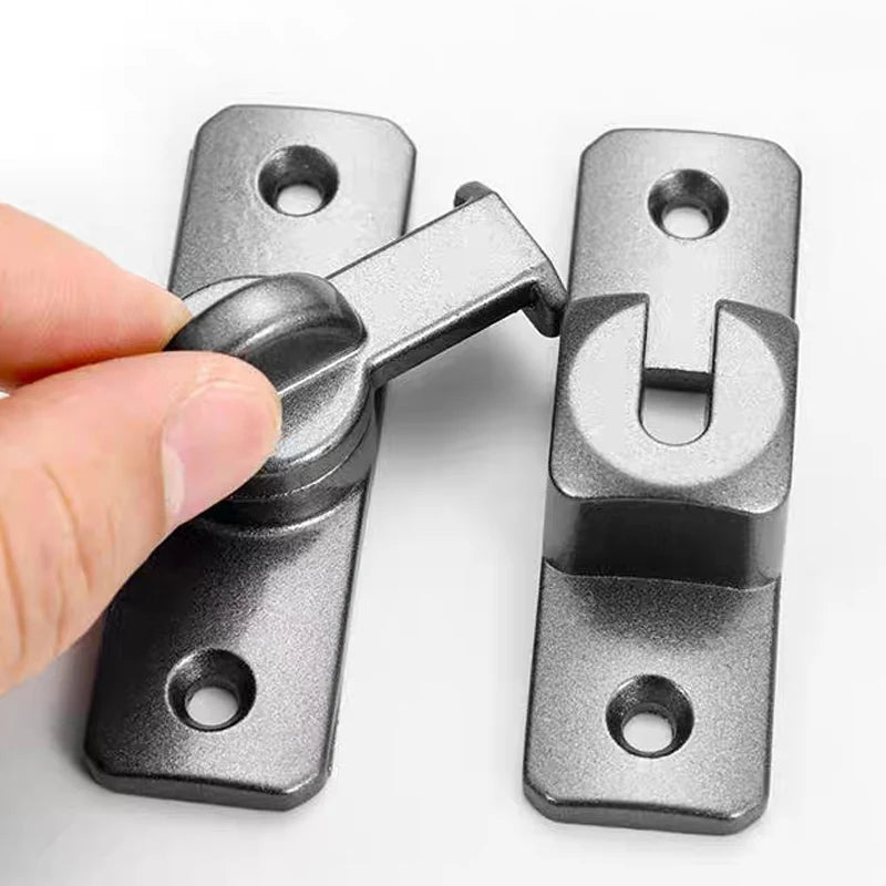 2/4 Sets Silver/Gray 90 Degree Window Drawers Cabinet Locks Stainless Steel Hook Latch Barn Door Latch Bolt Hooks Sliding Gate Buckles Hardware Home Indoor Outdoor Garden Street Door Security Supplies
