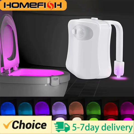 Motion Sensor Activated Wireless LED Night Light RGB 8 Colors Toilet Bathroom Atmosphere Colorful Lamp Sensor LED Night Lights Home Office Hotels Bathroom Accessories
