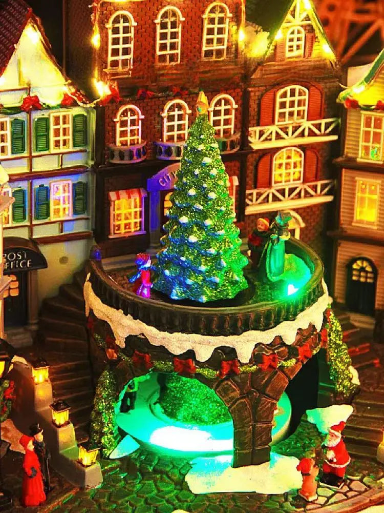 Large Christmas New Year Eve  Winter Town Music Box, Music Box Carousel, Collection of Birthday Gifts, Christmas Gifts, Ice Rink Music Box Home Decoration Supplies Products