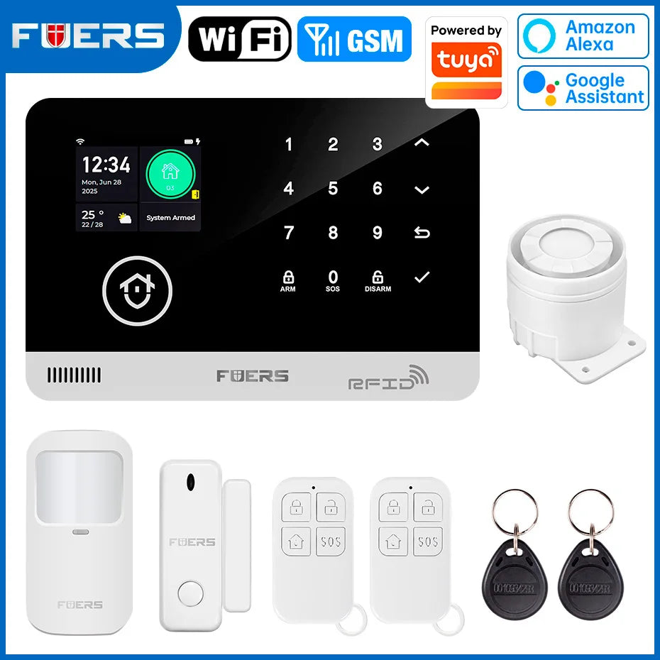 Just Arrived Upgraded 13 Languages Alarm System for Home Office Shops TUYA Smart WI-FI GSM Security Alarm Host with Doors Windows Motion Sensor Smart App Control Work Google Alexa Amazon Voice Support Security Supplies
