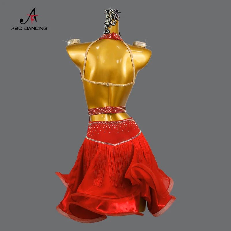 NEW Arrivals Luxury Latin Skirt Ballroom Competition Dance Samba Rumba Dress Stage Costume Dancewear Outfits Evening Girls Line Party Prom