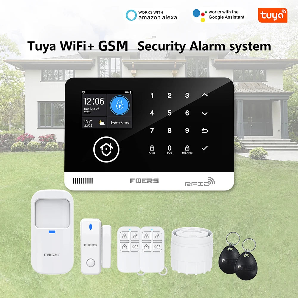 Just Arrived Upgraded 13 Languages Alarm System for Home Office Shops TUYA Smart WI-FI GSM Security Alarm Host with Doors Windows Motion Sensor Smart App Control Work Google Alexa Amazon Voice Support Security Supplies