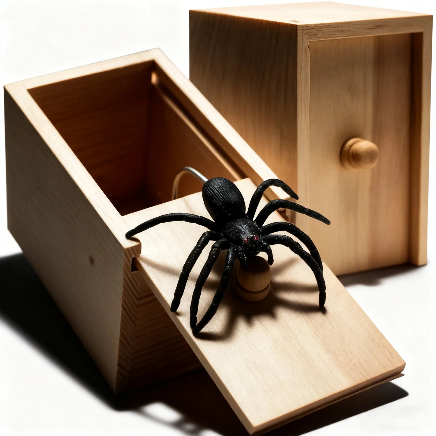 2PCS Set Trick Spider Prank Funny Scare Box Wooden Hidden Box Quality Prank Wooden Scare Box Fun Game Prank Trick Friend Office Toys