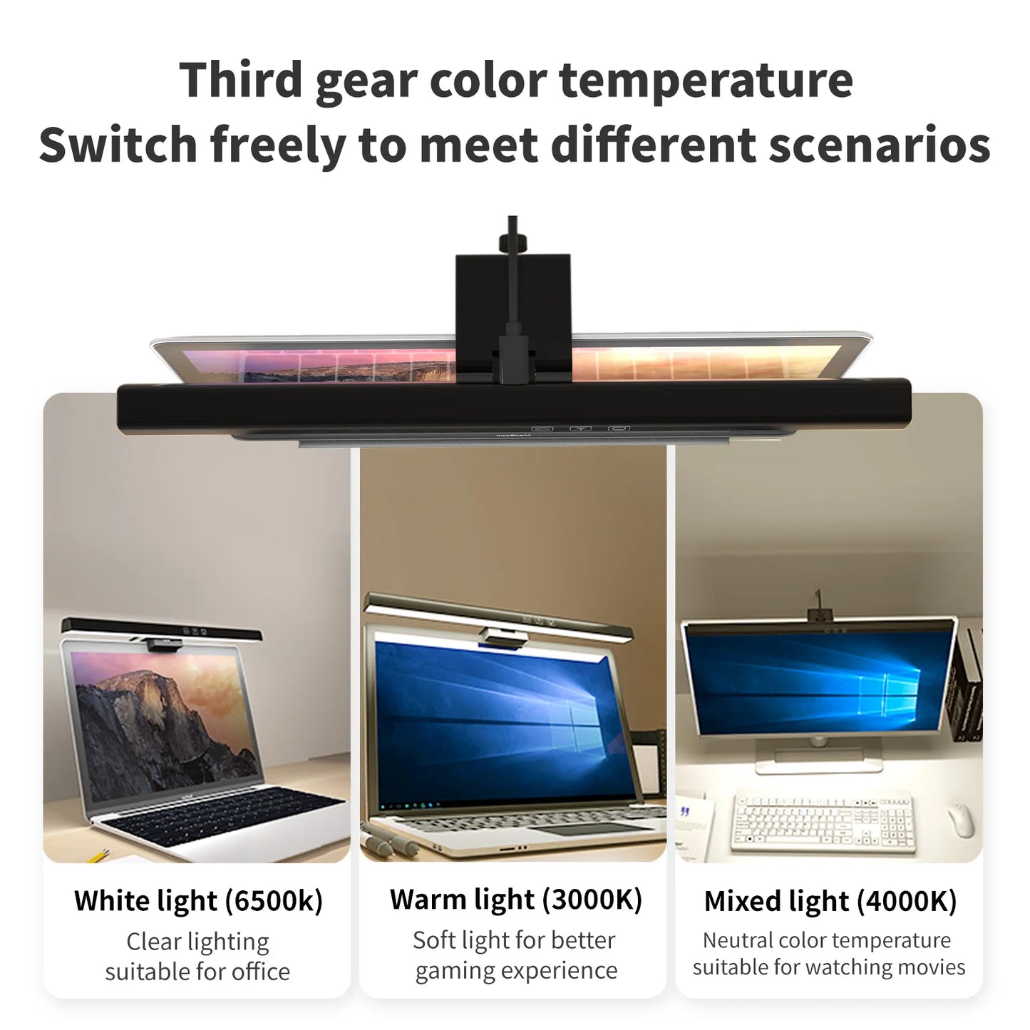 NEW Arrivals 18CM/25CM/33CM/50CM Computer Monitor Light Bar Screen Hanging Light Eyes Protection USB Type-C LED Computer Light Reading Light for Study Office Gaming