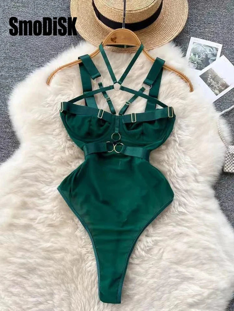 Women Preppy Style Sexy Uniform Sets 2024 V Neck Sheer Top+Lace Up Mini Skirt+Thongs Hollow Out Cosplay Porn Suits