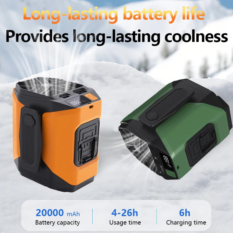 New 10000mAh Waist Fan with Power Bank & Flashlight - High Speed Portable Fan USB Rechargeable for Hiking Running Outdoor Camping Travel