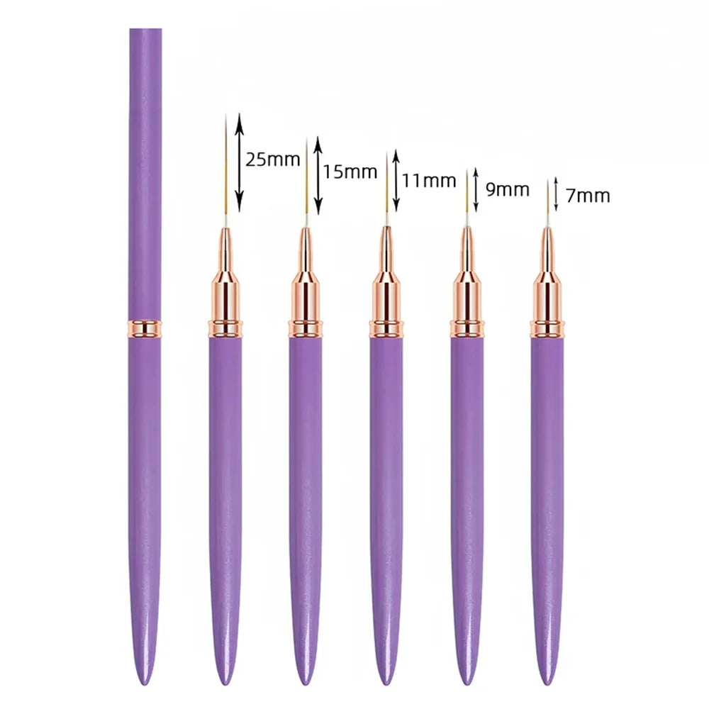 NEW 5 PCS Set Nail Brush Pen Nail Art Liner Brushes Set Elongated Striping Drawing Professional Women Nail Care Manicure Accessories Cosmetic Supplies