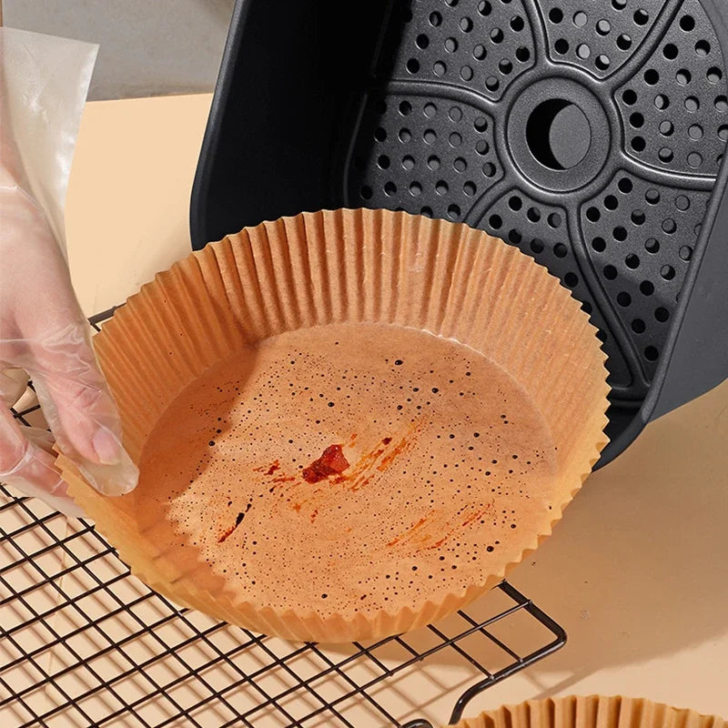 Round Air Fryer Paper Disposable Non-Stick Air Fryer Baking Papers Microwave Oven Pot Oil Absorbing Basket Kitchen Accessories