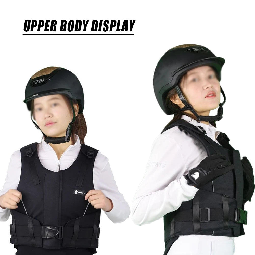 Adults and Children XS-2XL Size Specialized Horse Riding Vest  Professional Equestrian Rodeo Equestrian Safety Vest Intensification Rider Body Protectors Adult Kid Unisex Sports Apparel Accessories